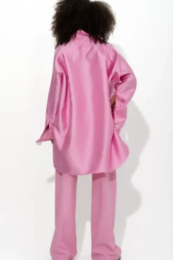 PINK SATIN OVERSIZED SHIRT