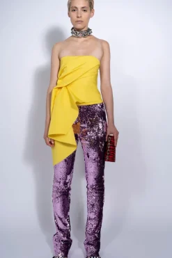 PINK SEQUINS BOOTCUT TROUSERS