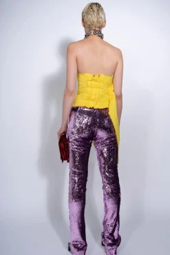 PINK SEQUINS BOOTCUT TROUSERS