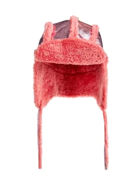PINK SHINY LEATHER EAR COVER HAT