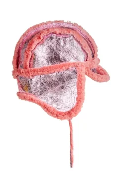 PINK SHINY LEATHER EAR COVER HAT