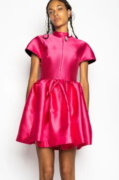PINK SHORT SLEEVE PUFF SKIRT DRESS