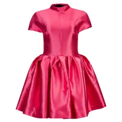 PINK SHORT SLEEVE PUFF SKIRT DRESS