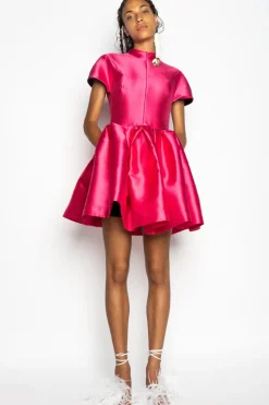 PINK SHORT SLEEVE PUFF SKIRT DRESS
