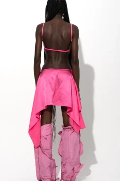 PINK SILK CUT OUT DRESS WITH OPEN BACK