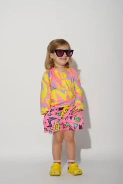 PINK SQUIGGLE PRINT SWIM SHORT