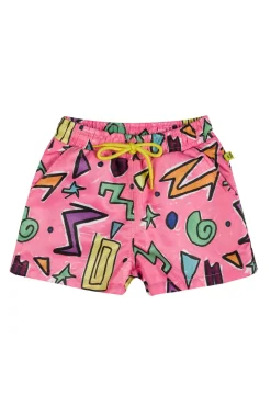 PINK SQUIGGLE PRINT SWIM SHORT