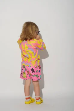 PINK SQUIGGLE PRINT SWIM SHORT