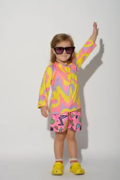 PINK SQUIGGLE PRINT SWIM SHORT