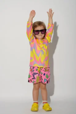 PINK SQUIGGLE PRINT SWIM SHORT
