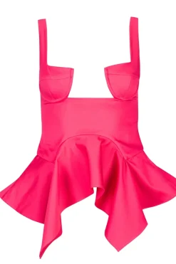 PINK STRAP CORSET WITH WAIST FLOUNCE
