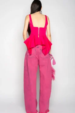 PINK STRAP CORSET WITH WAIST FLOUNCE