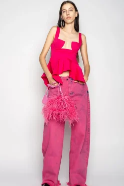 PINK STRAP CORSET WITH WAIST FLOUNCE