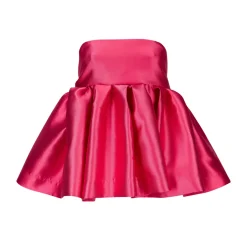 PINK STRAPLESS PEPLUM TOP
