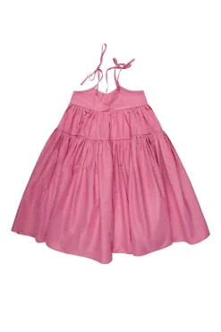 PINK STRAPPY GATHERED DRESS