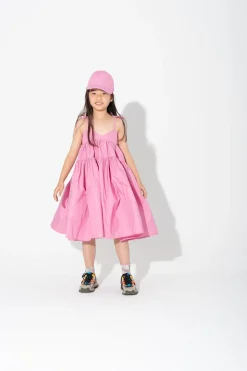 PINK STRAPPY GATHERED DRESS