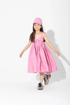PINK STRAPPY GATHERED DRESS