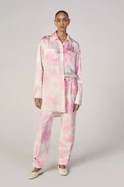 PINK TIE-DYE CUFFED TROUSERS