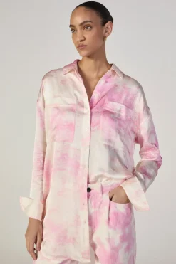PINK TIE-DYE CUFFED TROUSERS