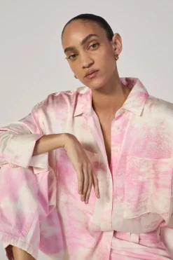 PINK TIE-DYE CUFFED TROUSERS