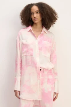 PINK TIE-DYE SATIN SHIRT