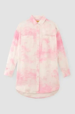 PINK TIE-DYE SATIN SHIRT