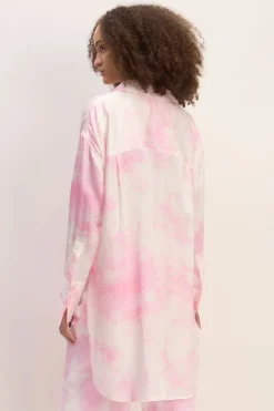 PINK TIE-DYE SATIN SHIRT