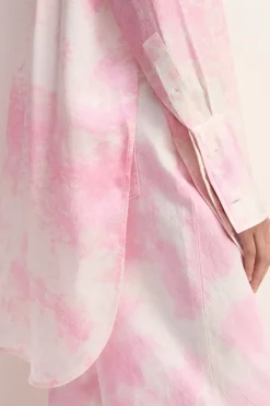 PINK TIE-DYE SATIN SHIRT