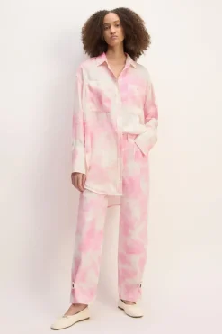 PINK TIE-DYE SATIN SHIRT