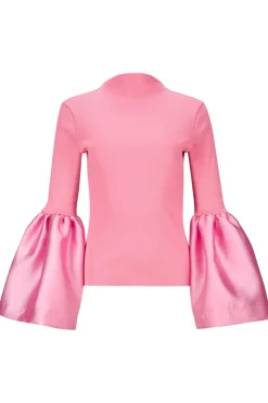 PINK TURTLENECK PUFF SLEEVE TOP