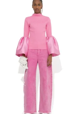 PINK TURTLENECK PUFF SLEEVE TOP