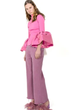 PINK TURTLENECK PUFF SLEEVE TOP