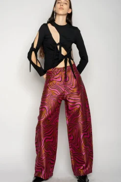 PINK ZEBRA BROCADE BOYFRIEND TROUSERS