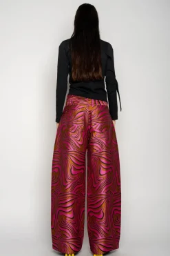 PINK ZEBRA BROCADE BOYFRIEND TROUSERS