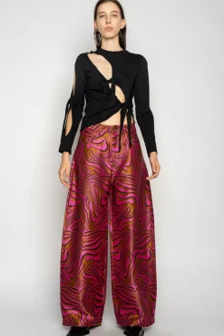 PINK ZEBRA BROCADE BOYFRIEND TROUSERS