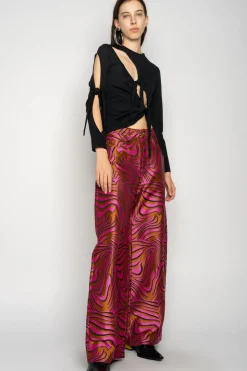 PINK ZEBRA BROCADE BOYFRIEND TROUSERS