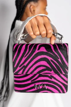 PINK ZEBRA PRINT MINI CHAIN M'A BAG