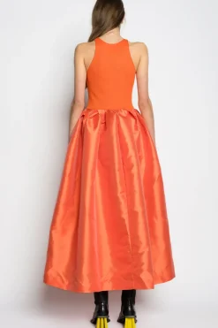 PRE-OWNED / ORANGE DRESS WITH TANK TOP SCOOPED