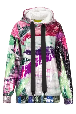PRINTED SEQUIN HOODIE
