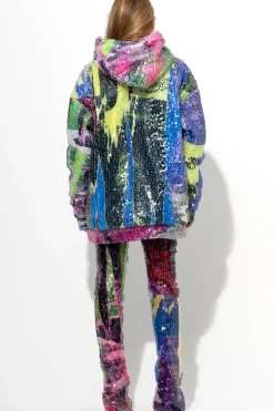 PRINTED SEQUIN HOODIE
