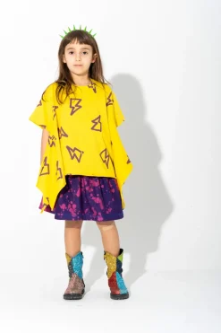 PURPLE AND PINK SPLATTERED FLEECE SKIRT