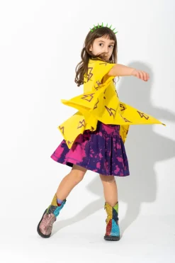 PURPLE AND PINK SPLATTERED FLEECE SKIRT