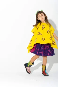 PURPLE AND PINK SPLATTERED FLEECE SKIRT