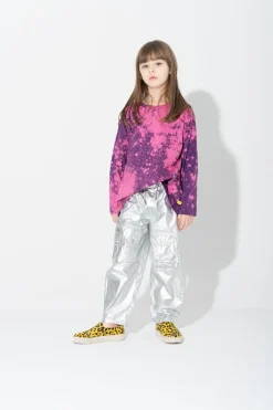 PURPLE AND PINK SPLATTERED LONG SLEEVE TOP