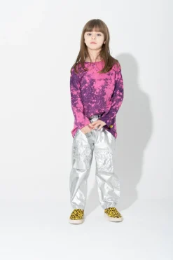 PURPLE AND PINK SPLATTERED LONG SLEEVE TOP