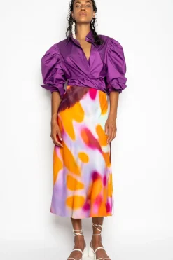 PURPLE BALLOON SLEEVE SHIRT