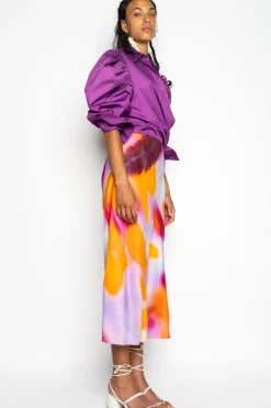 PURPLE BALLOON SLEEVE SHIRT