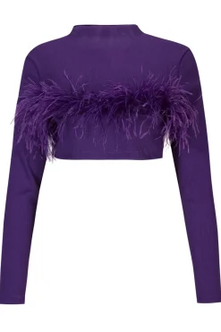 PURPLE CROPPED FEATHER TOP