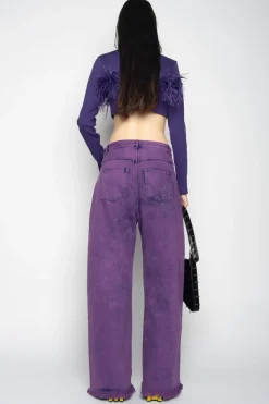 PURPLE CROPPED FEATHER TOP