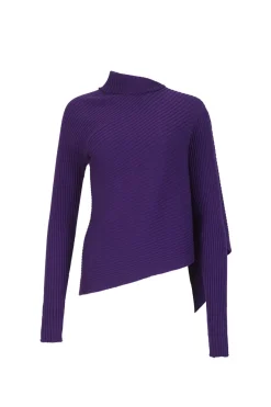 PURPLE DRAPED JUMPER IN MERINO KNIT